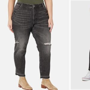 Kut from the kloth reese fab ab ankle straight leg distressed black jeans sz 26w